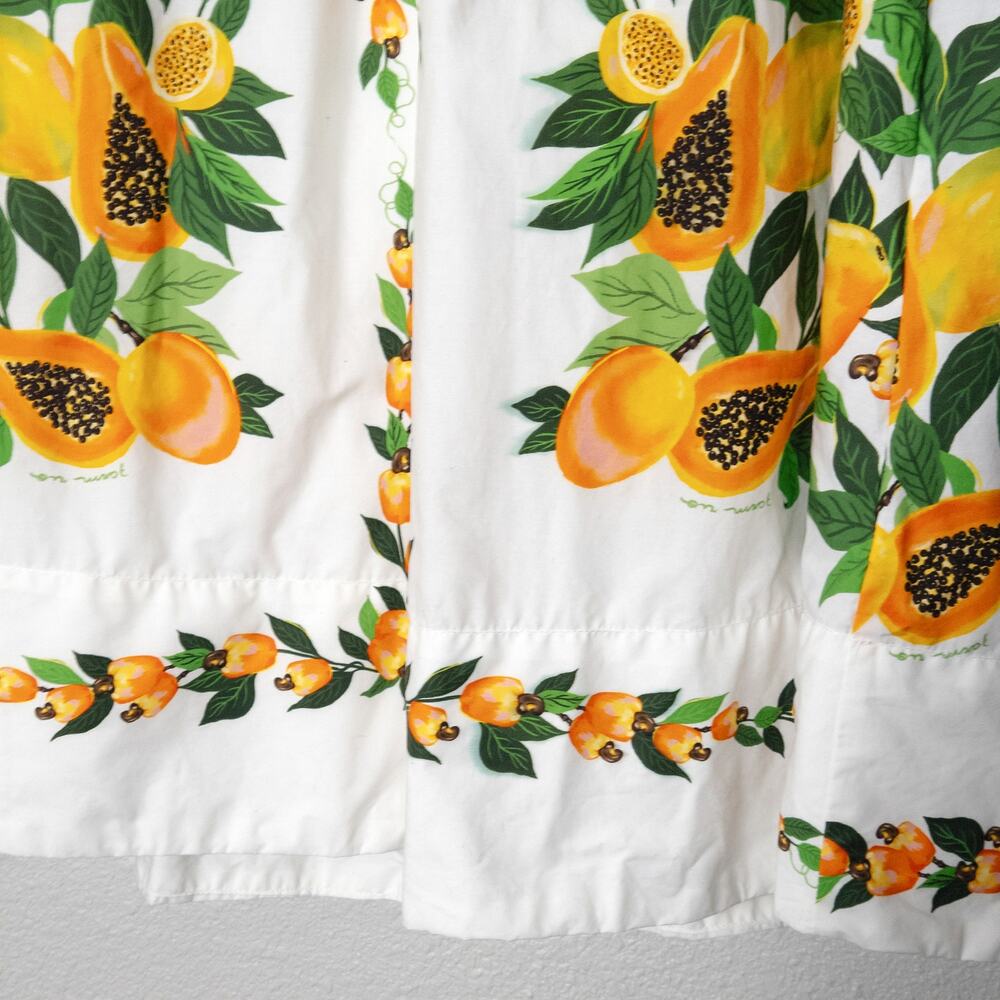 Farm Rio Dress Size L White Floral Puff Sleeve Belted Boho Resortwear - Picture 5 of 9